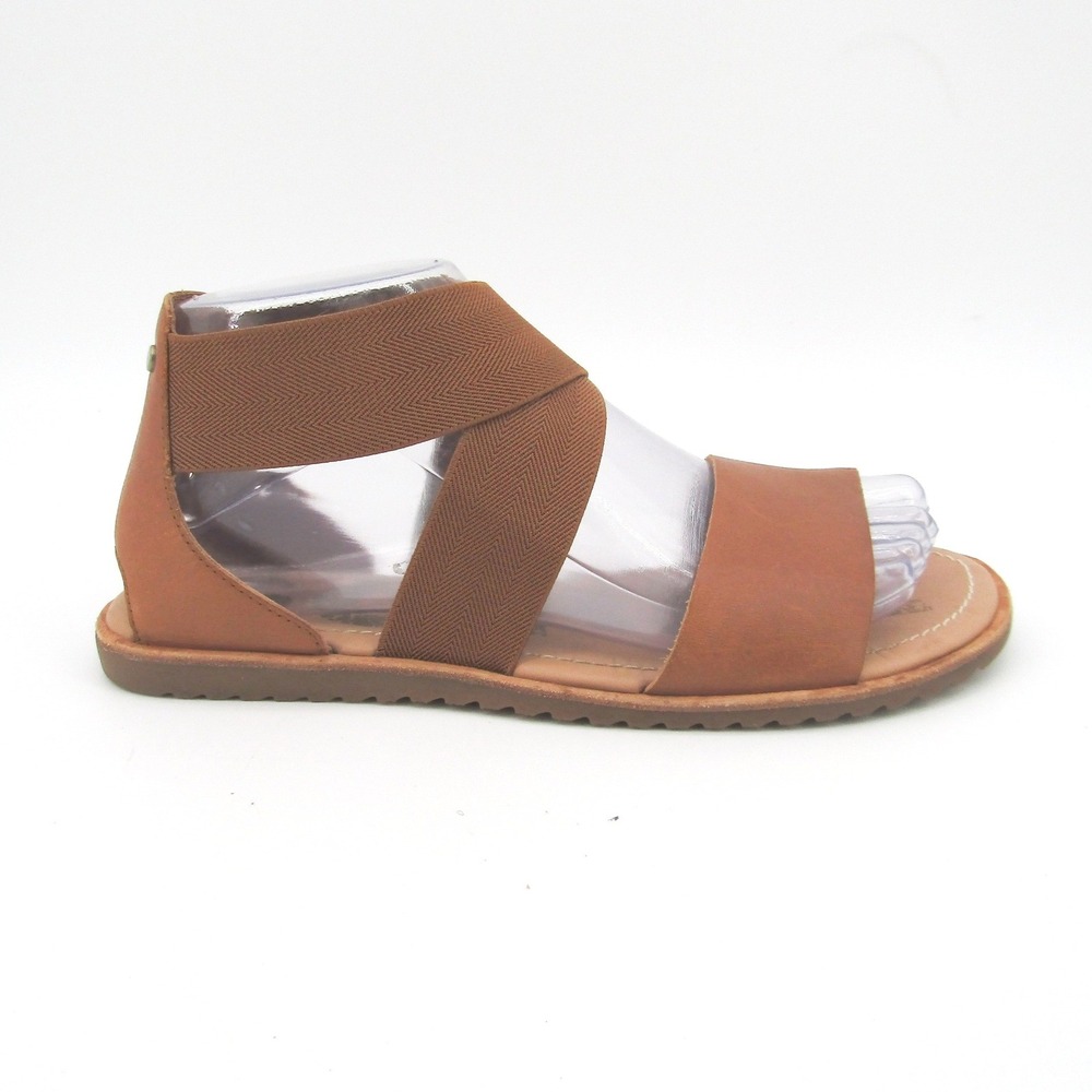 SOREL Sandals Ella Size 7 Womens Brown Leather Elastic Strap Gladiator